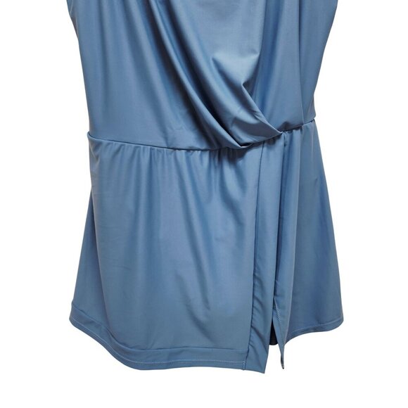 Blue One-Piece Swim Dress With Adjustable Straps & Built-In Bottoms Size L - Picture 5 of 10